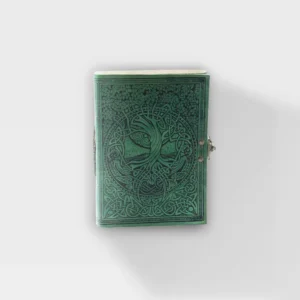 Celtic - Tree of Life and Rivers of Wisdom - 5x7 - Green Leather Journal